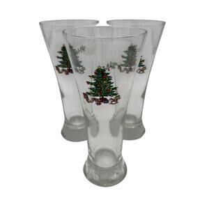Vintage Luminarc Christmas Tree Glasses Pilsners Set of 3